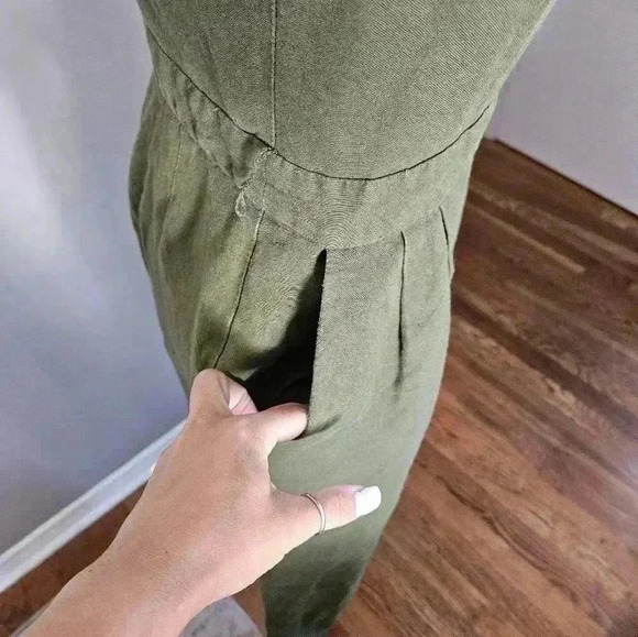 Ann Taylor Factory Womens Green Wide Leg Cropped Jumpsuit 6 - Picture 4 of 16